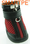 Dezzie Ботинки для собак черно-красные со вставкой на молнии